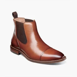 Stacy Adams Men's Maury Cap Toe Chelsea Boot - Cognac